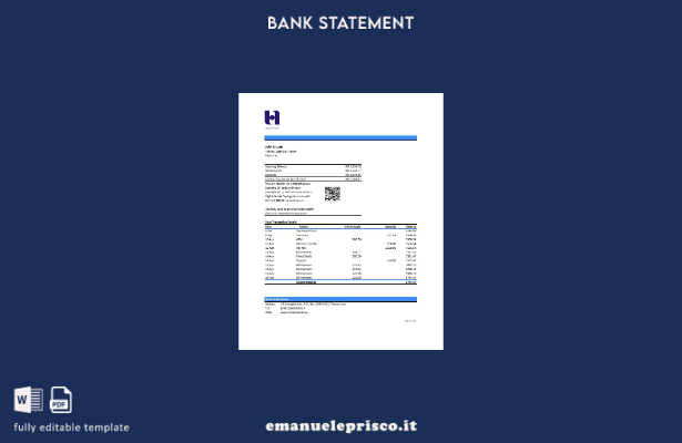 modello Excel di estratto conto bancario Iran Bank Sederat Iran in stile verific